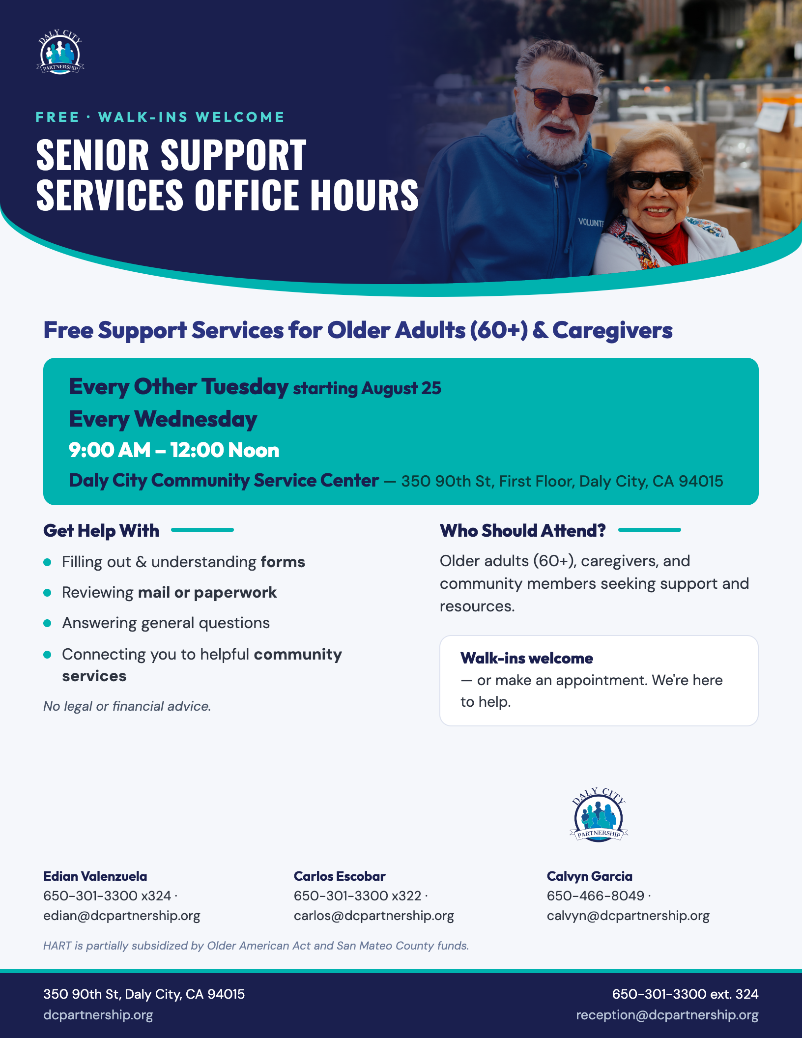 Senior Support Services Hours – Community Services Center